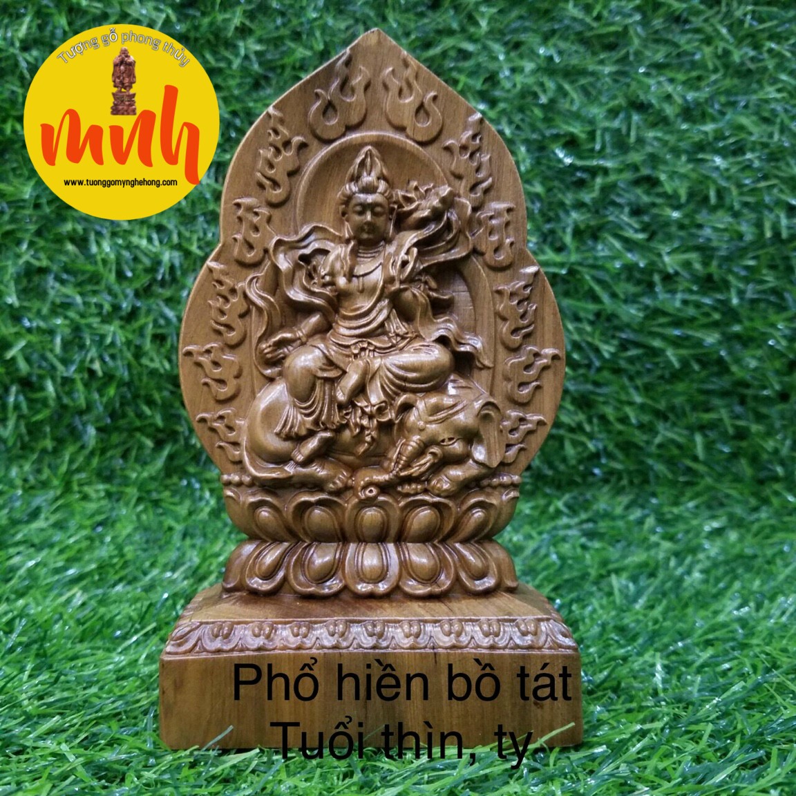 Tượng Phật Bản Mệnh Để Xe Hơi Gỗ Bách Xanh